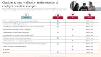 Checklist To Ensure Effective Implementation Of Employee Retention Strategies Elements PDF