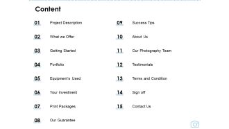 Cinematography Project Proposal Content Ppt File Slide Portrait PDF