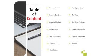 Civil Engineering Construction Proposal Table Of Content Ppt Outline Maker PDF