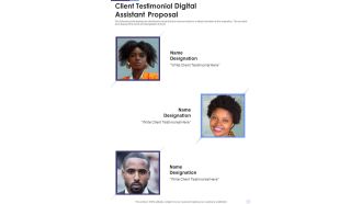Client Testimonial Digital Assistant Proposal One Pager Sample Example Document