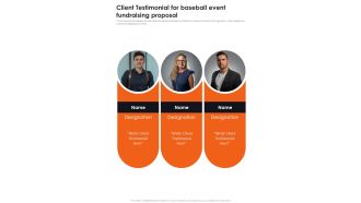 Client Testimonial For Baseball Event Fundraising Proposal One Pager Sample Example Document