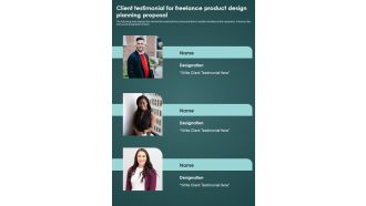 Client Testimonial For Freelance Product Design Planning Proposal One Pager Sample Example Document