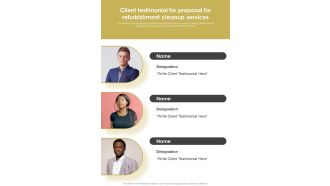 Client Testimonial For Proposal For Refurbishment Cleanup Services One Pager Sample Example Document