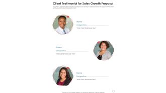 Client Testimonial For Sales Growth Proposal One Pager Sample Example Document