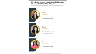 Client Testimonial Infrastructure Maintenance Upkeep Services Proposal One Pager Sample Example Document