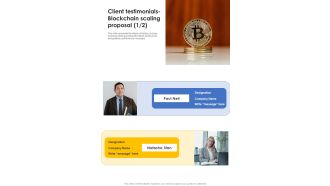 Client Testimonials Blockchain Scaling Proposal One Pager Sample Example Document