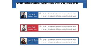 Client Testimonials For Automation Of HR Operation Management Ppt PowerPoint Presentation Model Visuals PDF