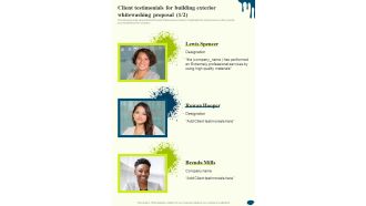 Client Testimonials For Building Exterior Whitewashing Proposal One Pager Sample Example Document