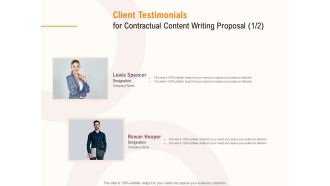 Client Testimonials For Contractual Content Writing Proposal Team Ppt PowerPoint Presentation Examples PDF