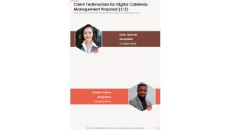 Client Testimonials For Digital Cafeteria Management Proposal One Pager Sample Example Document