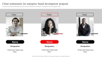 Client Testimonials For Enterprise Brand Development Proposal Professional PDF