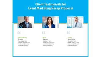 Client Testimonials For Event Marketing Recap Proposal Ppt Inspiration Sample PDF