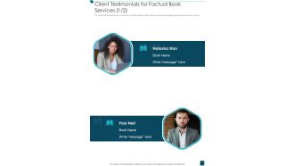 Client Testimonials For Factual Book Services One Pager Sample Example Document