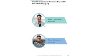 Client Testimonials For Freelance Proposal For Brand Publishing One Pager Sample Example Document