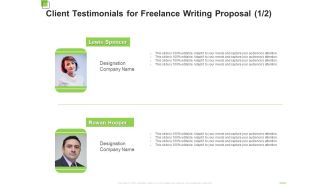 Client Testimonials For Freelance Writing Proposal Communication Ppt Infographics Visual Aids PDF