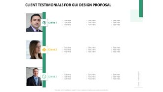 Client Testimonials For GUI Design Proposal Ppt PowerPoint Presentation Portfolio Gallery PDF