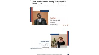 Client Testimonials For Nursing Study Proposal Sample One Pager Sample Example Document