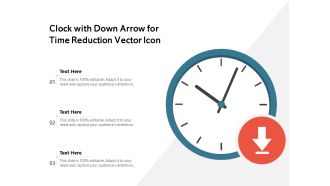 Clock With Down Arrow For Time Reduction Vector Icon Ppt PowerPoint Presentation Layouts Show PDF