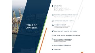 Closed Loop Supply Chain Management Table Of Contents Ppt Infographic Template Elements PDF