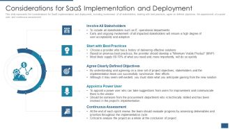 Cloud Computing Service Models IT Considerations For Saas Implementation And Deployment Brochure PDF