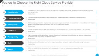 Cloud Distribution Service Models Factors To Choose The Right Cloud Service Provider Brochure PDF
