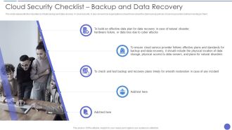 Cloud Security Checklist Backup And Data Recovery Inspiration PDF