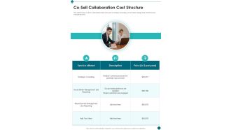 Co Sell Collaboration Cost Structure One Pager Sample Example Document