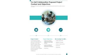 Co Sell Collaboration Proposal Project Context And Objectives One Pager Sample Example Document