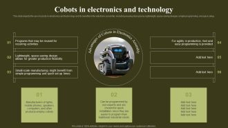 Cobots In Electronics And Technology Revolutionizing Human Machine Collaboration Cobots Brochure PDF