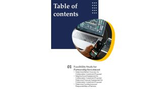 Collaboration Investment Proposal Table Of Contents One Pager Sample Example Document