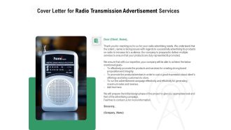 Commercial Broadcasting Cover Letter For Radio Transmission Advertisement Services Designs PDF