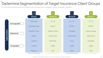Commercial Insurance Solutions Strategic Plan Determine Segmentation Of Target Insurance Client Slides PDF