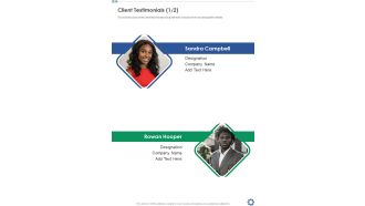 Community Support Services Proposal Client Testimonials One Pager Sample Example Document