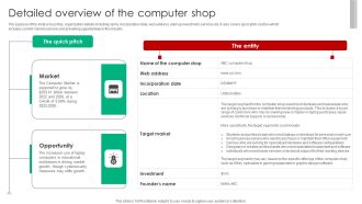Company Analysis Of Computer Shop Start Up Detailed Overview Of The Computer Shop Graphics PDF