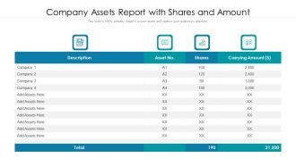 Company Assets Report With Shares And Amount Ppt PowerPoint Presentation Slides Smartart PDF
