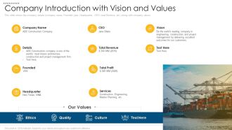 Company Introduction With Vision And Values Mockup PDF
