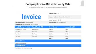 Company Invoice Bill With Hourly Rate Ppt PowerPoint Presentation File Show PDF