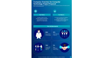 Company Overview For Computer Technology Project Proposal One Pager Sample Example Document