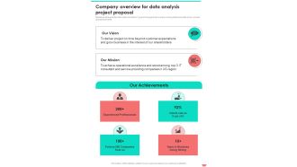 Company Overview For Data Analysis Project Proposal One Pager Sample Example Document