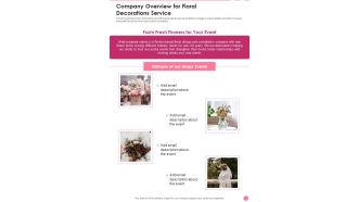 Company Overview For Floral Decorations Service One Pager Sample Example Document