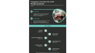 Company Overview For LAN Design Proposal One Pager Sample Example Document