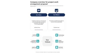Company Overview For Project Work Arrangement Proposal One Pager Sample Example Document
