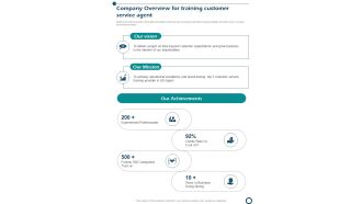 Company Overview For Training Customer Service Agent One Pager Sample Example Document