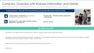 Company Overview With Business Information And Details Ppt Topics PDF