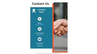 Company Reputation Development And Awareness Creation Proposal Contact Us One Pager Sample Example Document