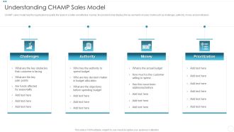 Company Sales Lead Qualification Procedure To Enhance Revenue Understanding CHAMP Sales Model Brochure PDF