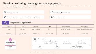 Comprehensive Guide To Build Marketing Guerilla Marketing Campaign For Startup Microsoft PDF