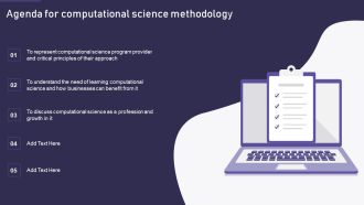Computational Science Methodology Agenda For Computational Science Methodology Graphics PDF