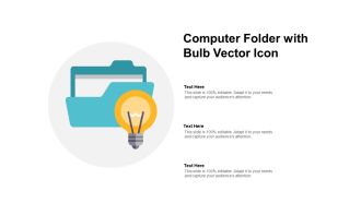 Computer Folder With Bulb Vector Icon Ppt Powerpoint Presentation Professional Samples