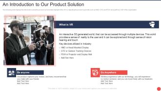 Computer Mediated Reality Investor Funding Elevator An Introduction To Our Product Solution Diagrams PDF